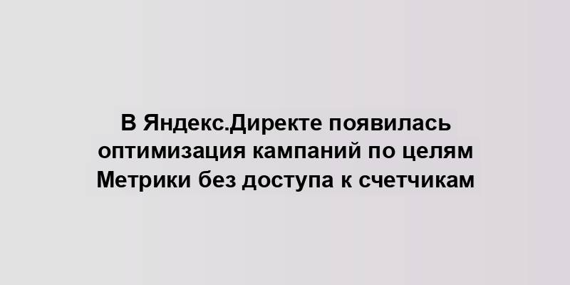 В Яндекс.Директе появилась оптимизация кампаний по целям Метрики без доступа к счетчикам