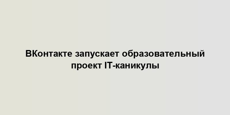 ВКонтакте запускает образовательный проект IT-каникулы