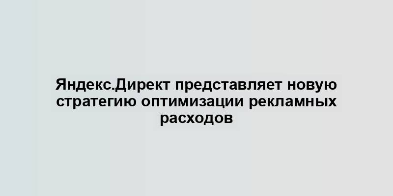 Яндекс.Директ представляет новую стратегию оптимизации рекламных расходов