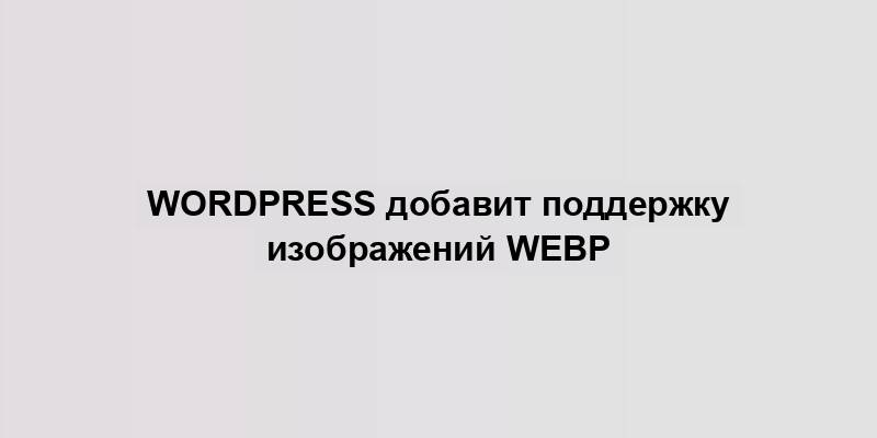 WordPress добавит поддержку изображений WebP