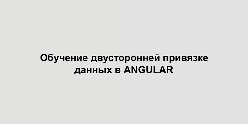 Обучение двусторонней привязке данных в Angular