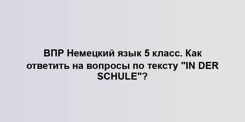 ВПР Немецкий язык 5 класс. Как ответить на вопросы по тексту "In der Schule"?