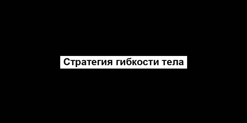 Стратегия гибкости тела