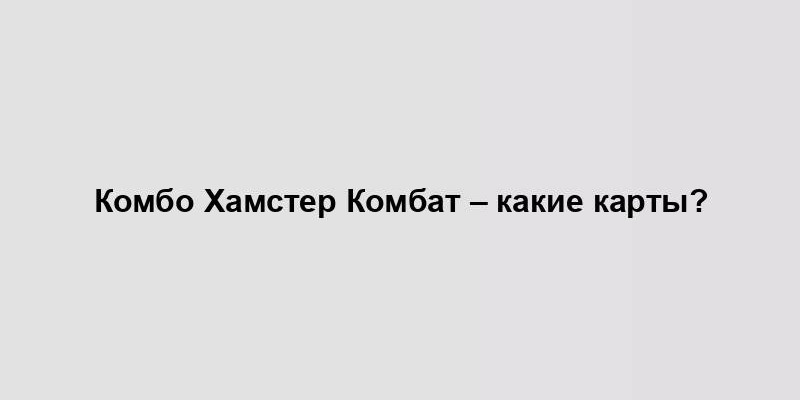 Комбо Хамстер Комбат – какие карты?