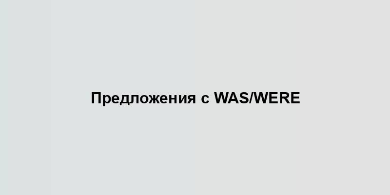 Предложения с was/were