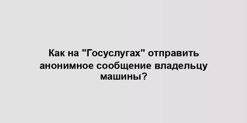 Как на "Госуслугах" отправить анонимное сообщение владельцу машины?