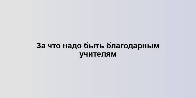 За что надо быть благодарным учителям