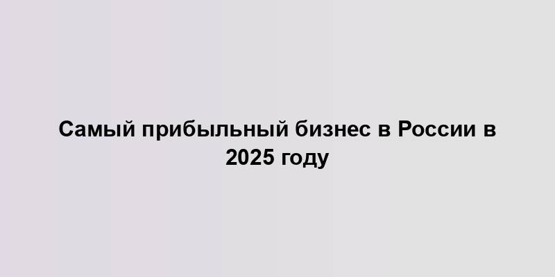 Самый прибыльный бизнес в России в 2025 году