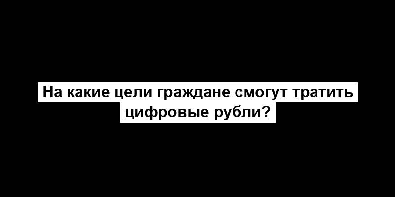 На какие цели граждане смогут тратить цифровые рубли?