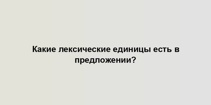 Какие лексические единицы есть в предложении?